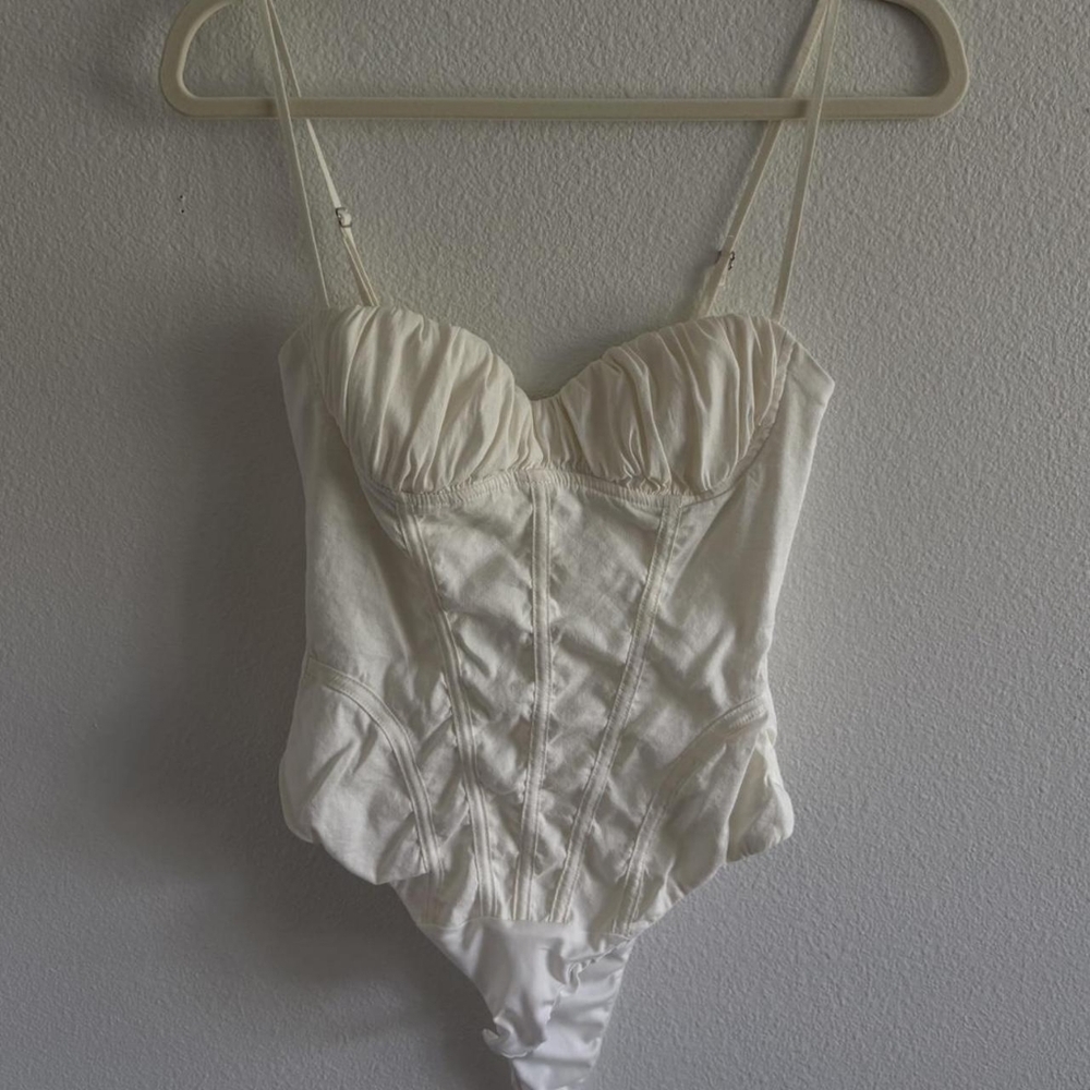 Zara Cream Bustier Bodysuit with Sculpted Cups